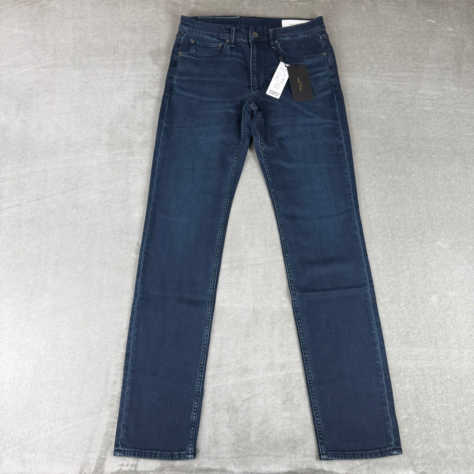 Rag & Bone Fit 2 Authentic Stretch Jeans Mens 30x34 Bayview Indigo Blue $255 Nwt
